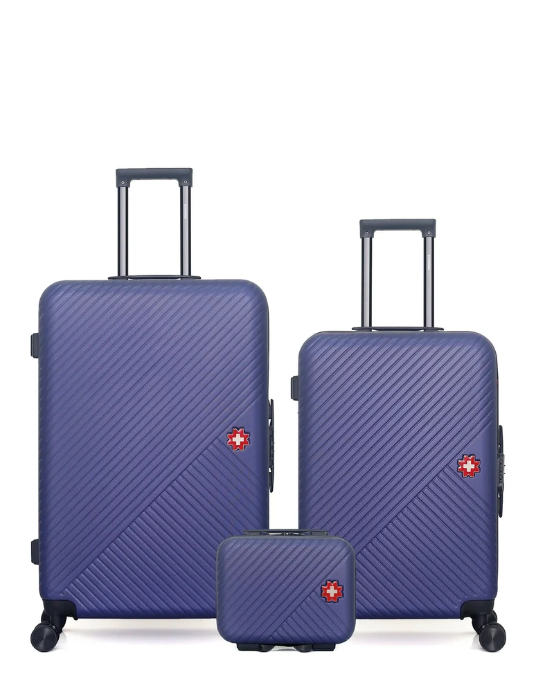 SWISS KOPPER – 3er-Pack – Großer Koffer, mittelgroßer Koffer und Kosmetikkoffer SPIEZ