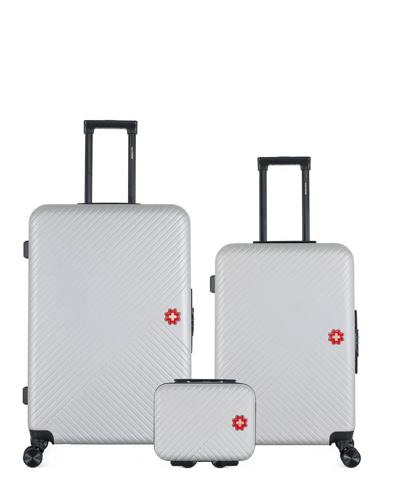 SWISS KOPPER – 3er-Pack – Großer Koffer, mittelgroßer Koffer und Kosmetikkoffer SPIEZ