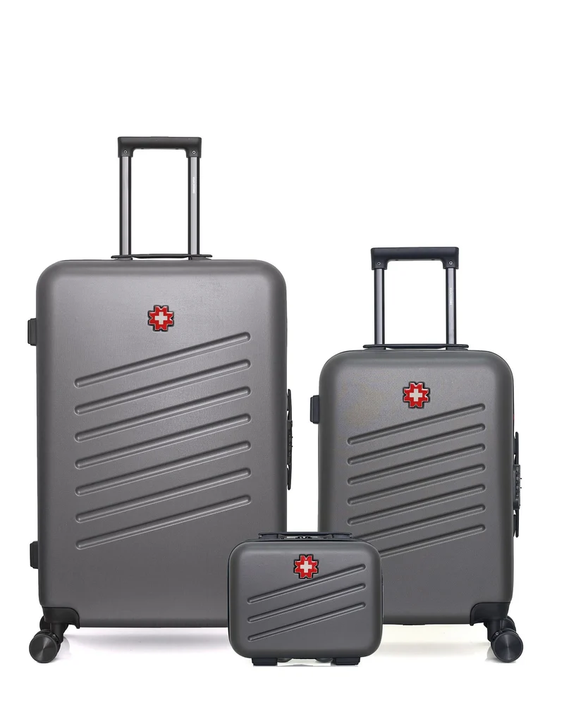 SWISS KOPPER – 3er-Pack – Großer Koffer, Handgepäck und Kosmetikkoffer ZURICH