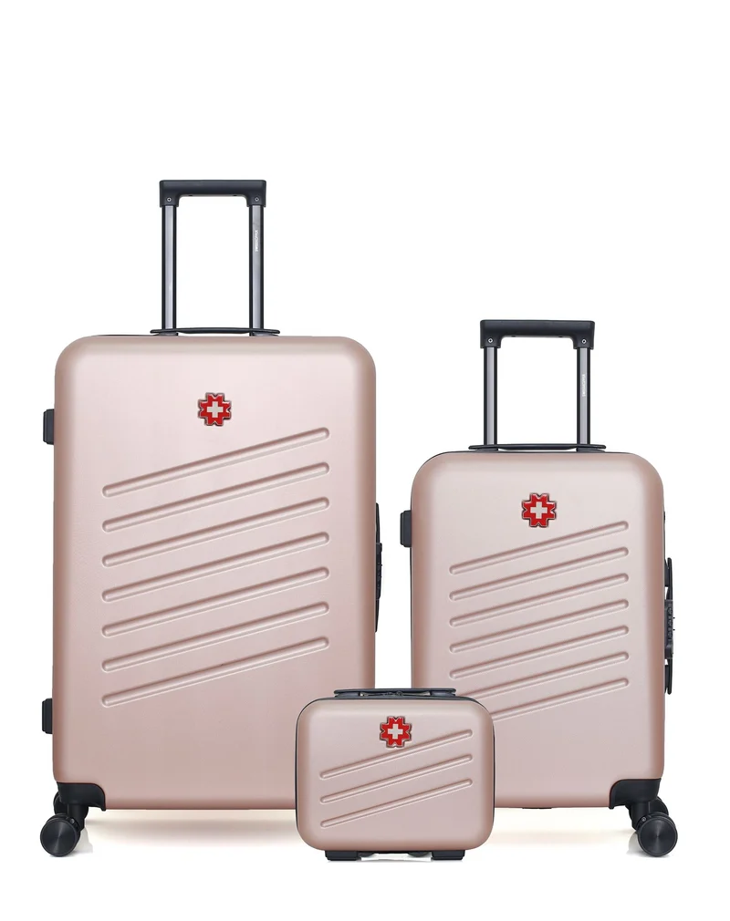 SWISS KOPPER – 3er-Pack – Großer Koffer, Handgepäck und Kosmetikkoffer ZURICH