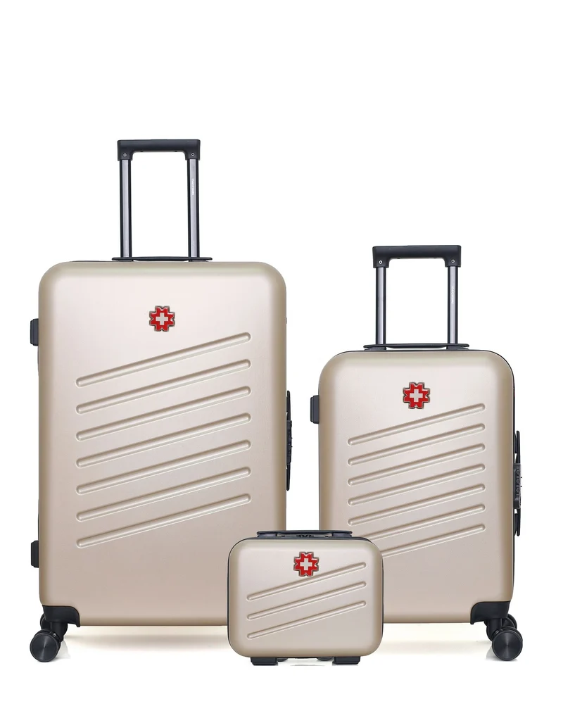 SWISS KOPPER – 3er-Pack – Großer Koffer, Handgepäck und Kosmetikkoffer ZURICH