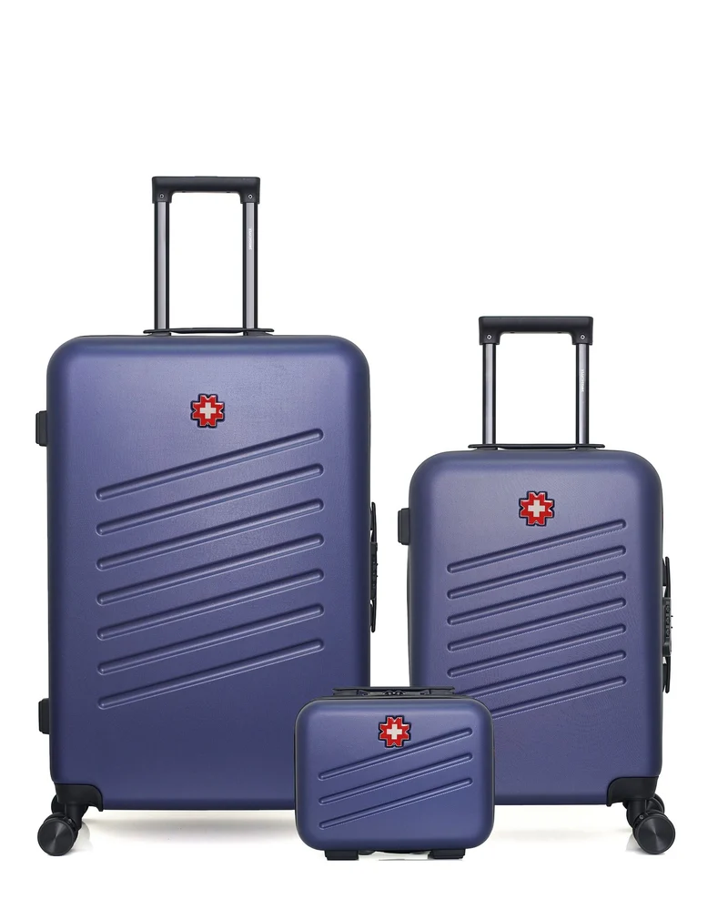 SWISS KOPPER – 3er-Pack – Großer Koffer, Handgepäck und Kosmetikkoffer ZURICH