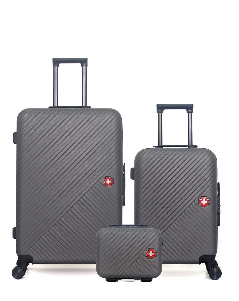SWISS KOPPER – 3er-Pack – Großer Koffer, Handgepäck und Kosmetikkoffer SPIEZ