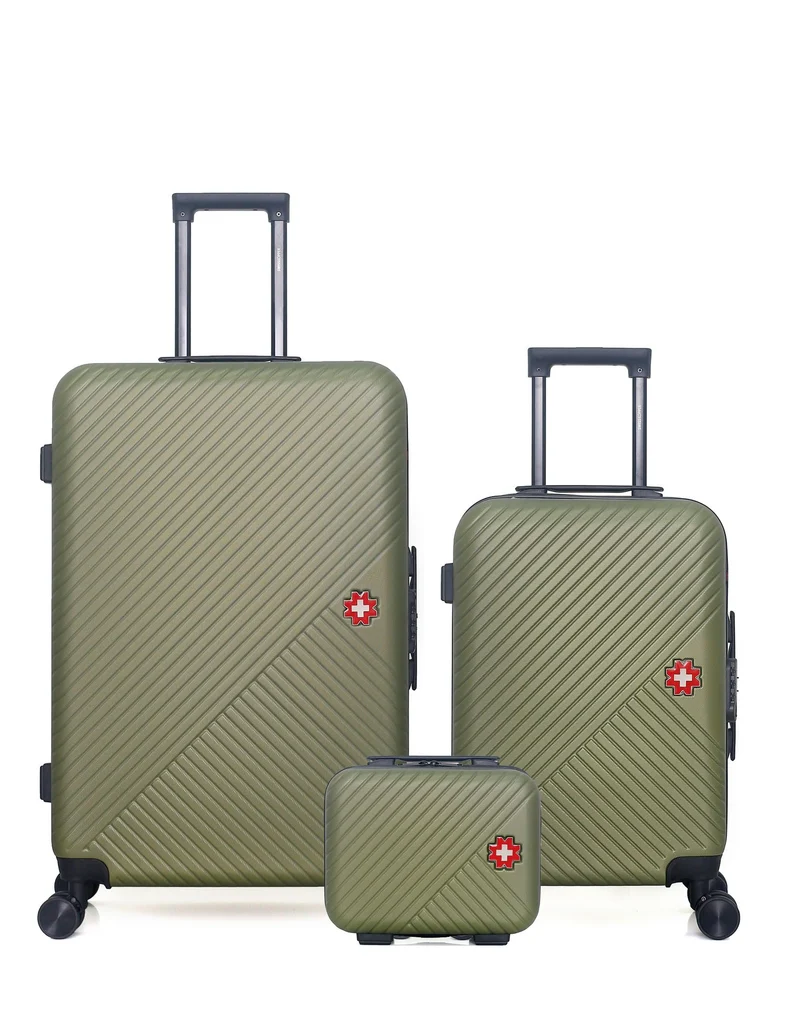 SWISS KOPPER – 3er-Pack – Großer Koffer, Handgepäck und Kosmetikkoffer SPIEZ