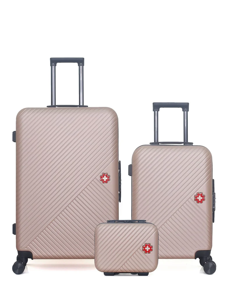 SWISS KOPPER – 3er-Pack – Großer Koffer, Handgepäck und Kosmetikkoffer SPIEZ