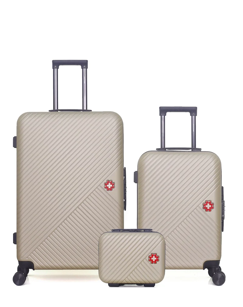 SWISS KOPPER – 3er-Pack – Großer Koffer, Handgepäck und Kosmetikkoffer SPIEZ