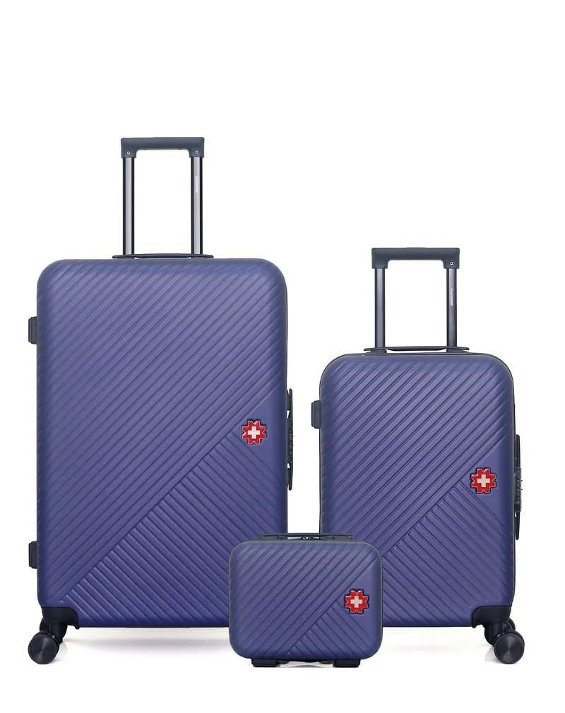 SWISS KOPPER – 3er-Pack – Großer Koffer, Handgepäck und Kosmetikkoffer SPIEZ
