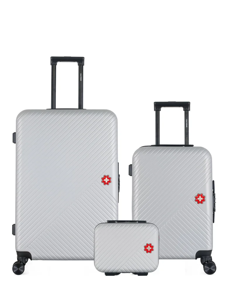 SWISS KOPPER – 3er-Pack – Großer Koffer, Handgepäck und Kosmetikkoffer SPIEZ