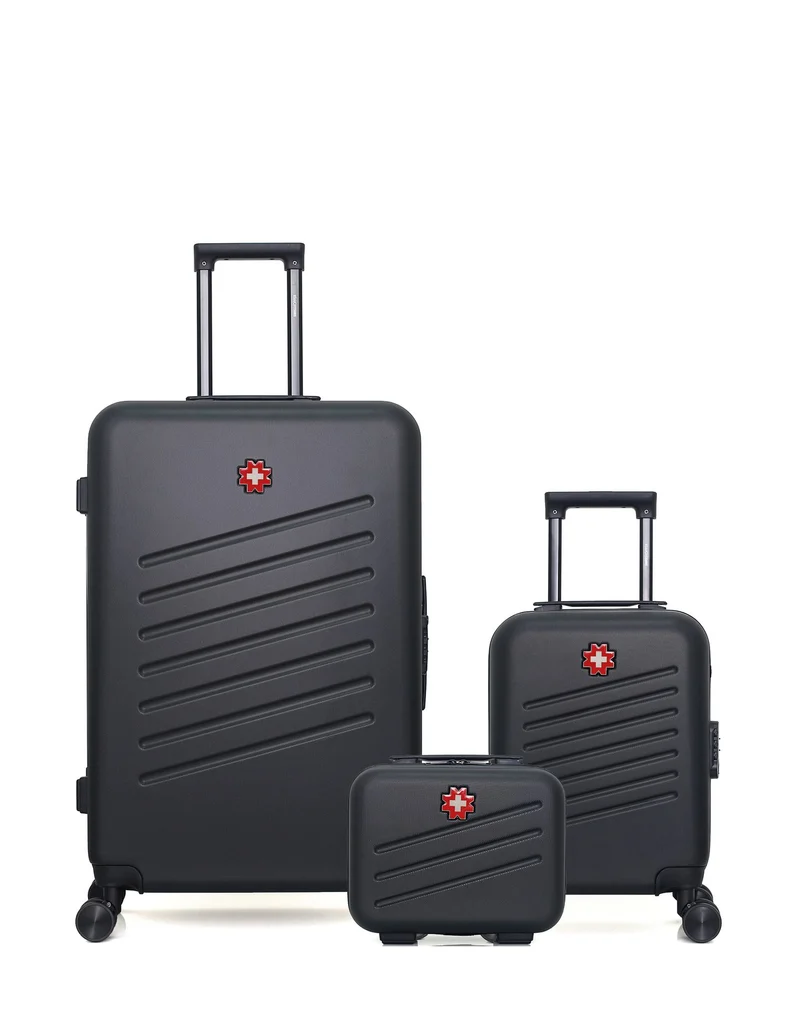 SWISS KOPPER – 3er-Pack – Großer Koffer, Handgepäck XXS und Kosmetikkoffer ZURICH
