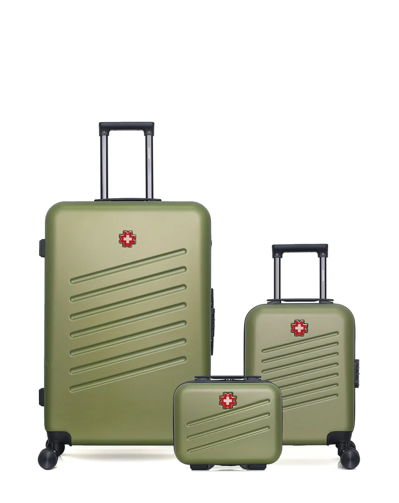 SWISS KOPPER – 3er-Pack – Großer Koffer, Handgepäck XXS und Kosmetikkoffer ZURICH