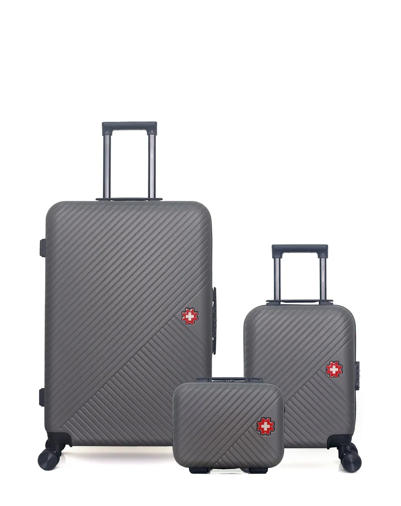 SWISS KOPPER – 3er-Pack – Großer Koffer, Handgepäck XXS und Kosmetikkoffer SPIEZ