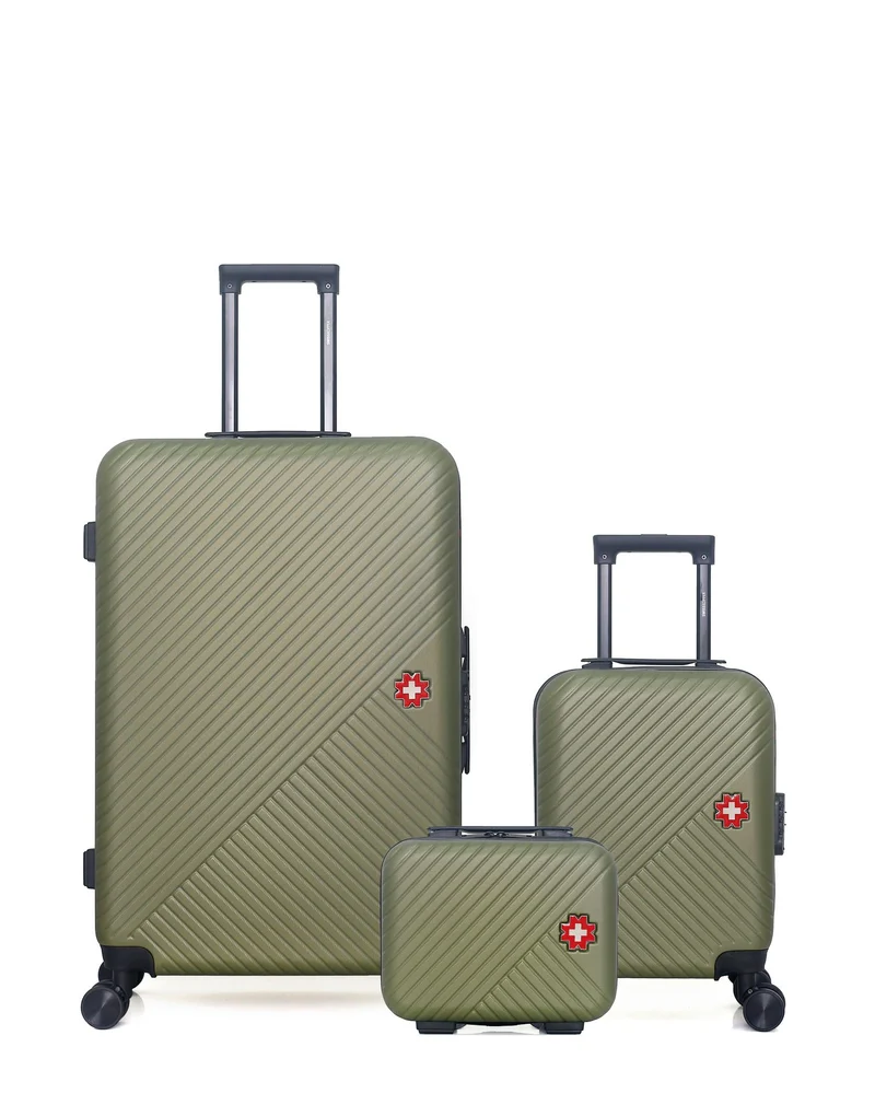 SWISS KOPPER – 3er-Pack – Großer Koffer, Handgepäck XXS und Kosmetikkoffer SPIEZ