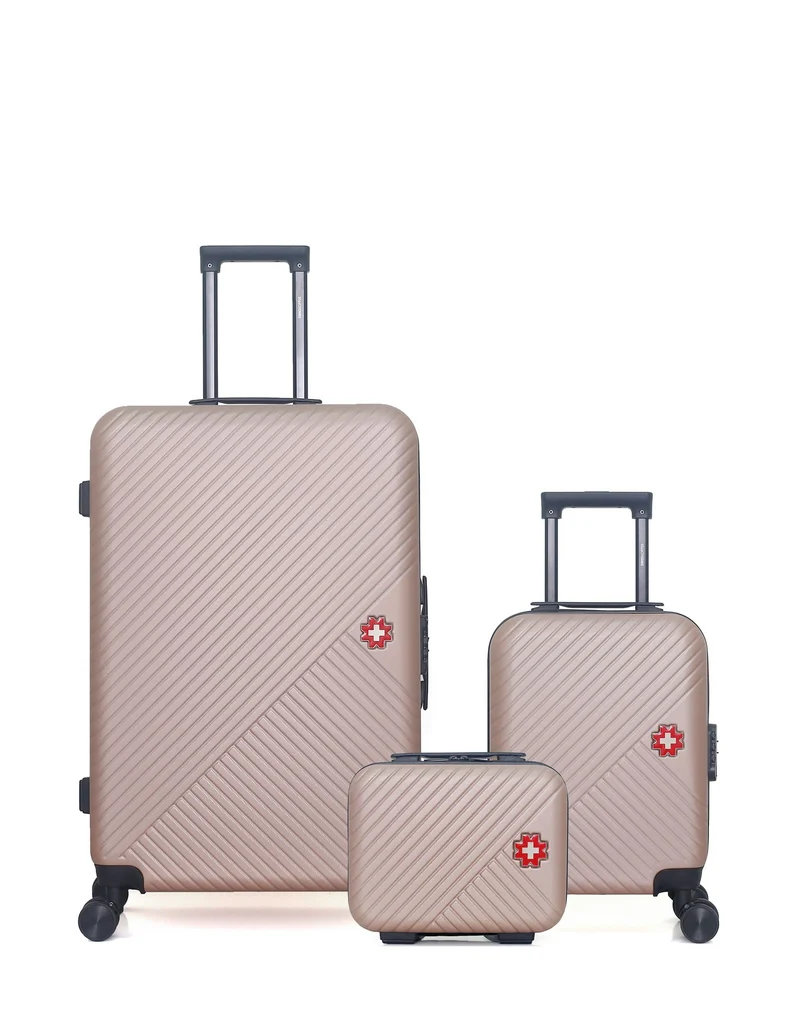 SWISS KOPPER – 3er-Pack – Großer Koffer, Handgepäck XXS und Kosmetikkoffer SPIEZ