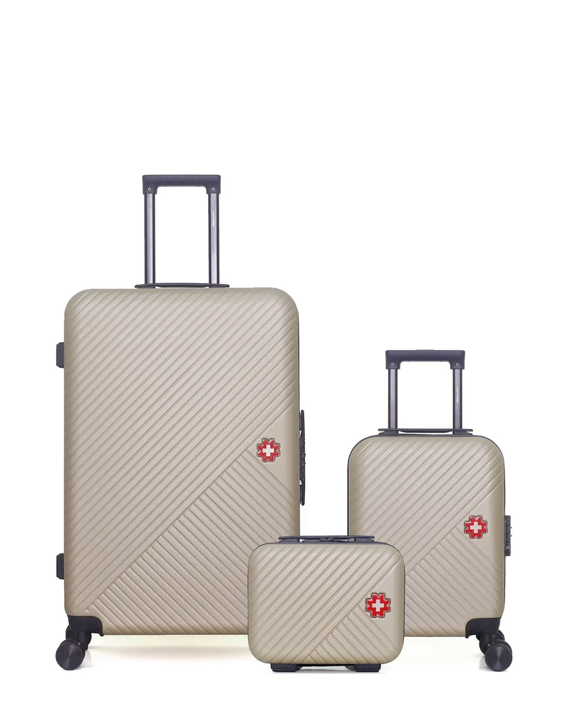 SWISS KOPPER – 3er-Pack – Großer Koffer, Handgepäck XXS und Kosmetikkoffer SPIEZ