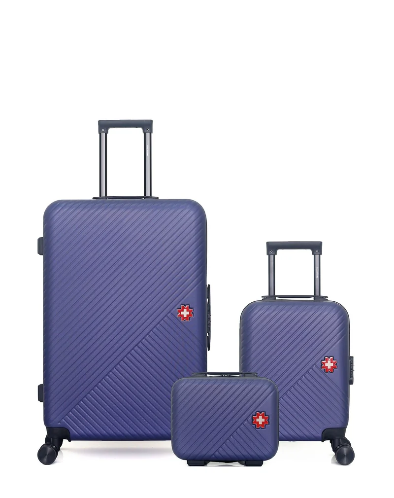 SWISS KOPPER – 3er-Pack – Großer Koffer, Handgepäck XXS und Kosmetikkoffer SPIEZ