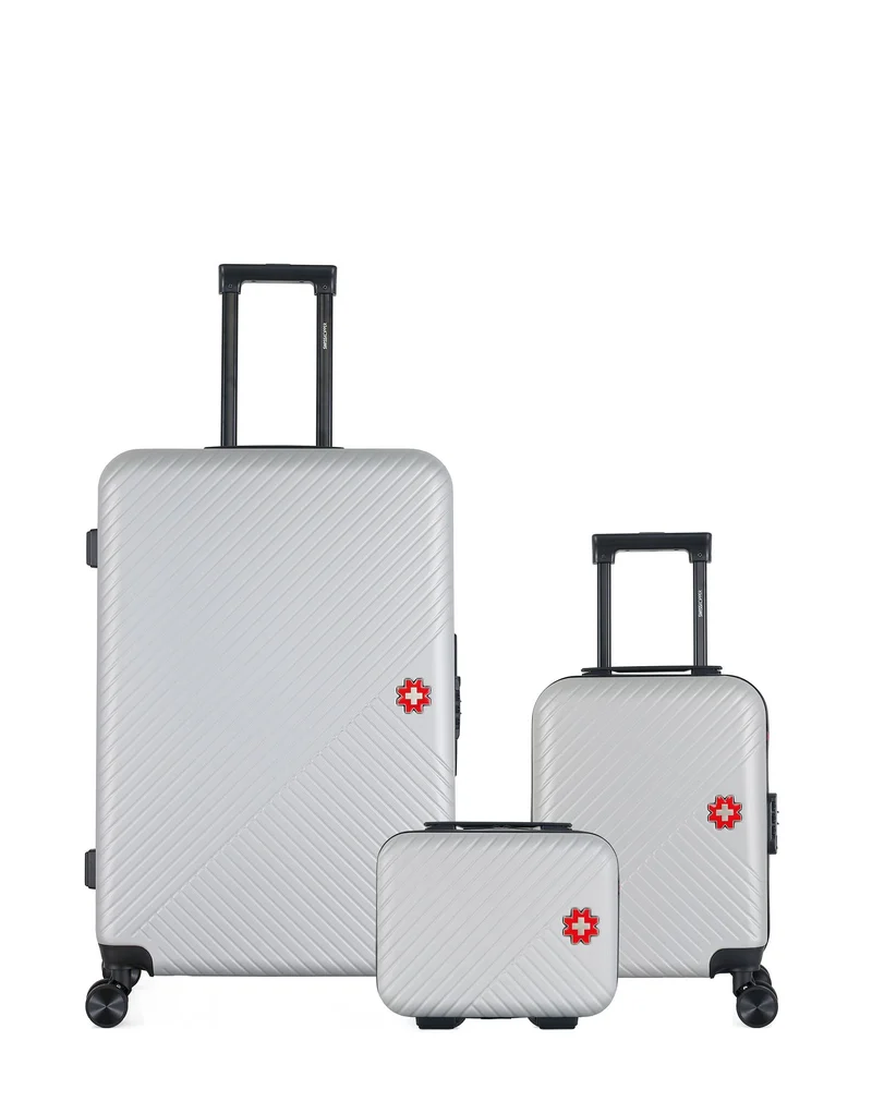 SWISS KOPPER – 3er-Pack – Großer Koffer, Handgepäck XXS und Kosmetikkoffer SPIEZ