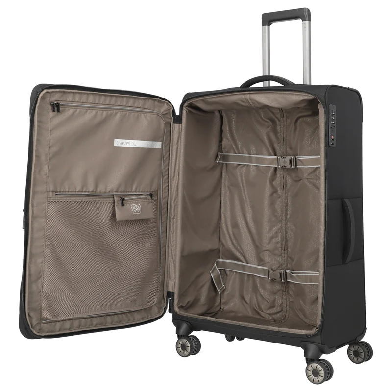 Travelite Crosslite - 4-Rollen-Trolley XL 81 cm erw. (schwarz)