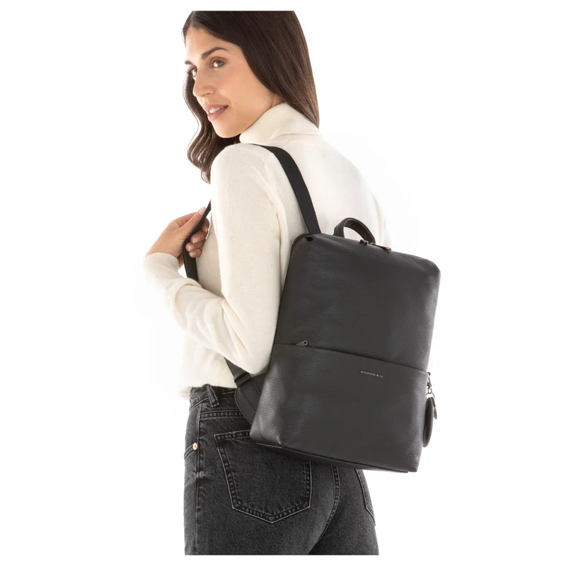 Mandarina Duck Mellow Leather - Rucksack 13" 36 cm Leder (black)
