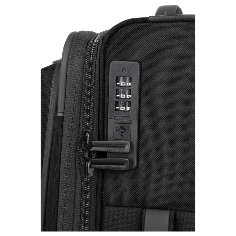 Travelite Crosslite - 4-Rollen-Kabinentrolley S 55 cm erw. (schwarz)