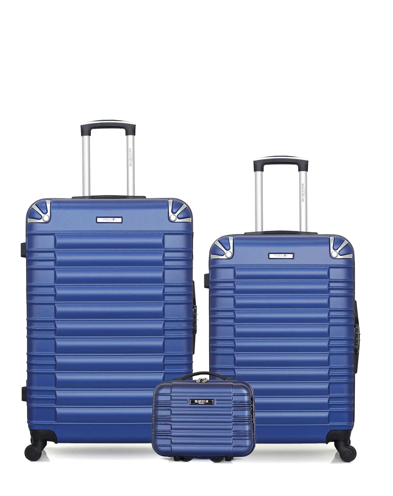 BLUESTAR – 3er-Pack – Großer Koffer, mittelgroßer Koffer und Kosmetikkoffer LIMA