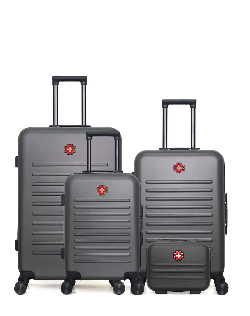 SWISS KOPPER – 4er-Pack – Großer Koffer, mittelgroßer Koffer, Handgepäck und Kosmetikkoffer WIL