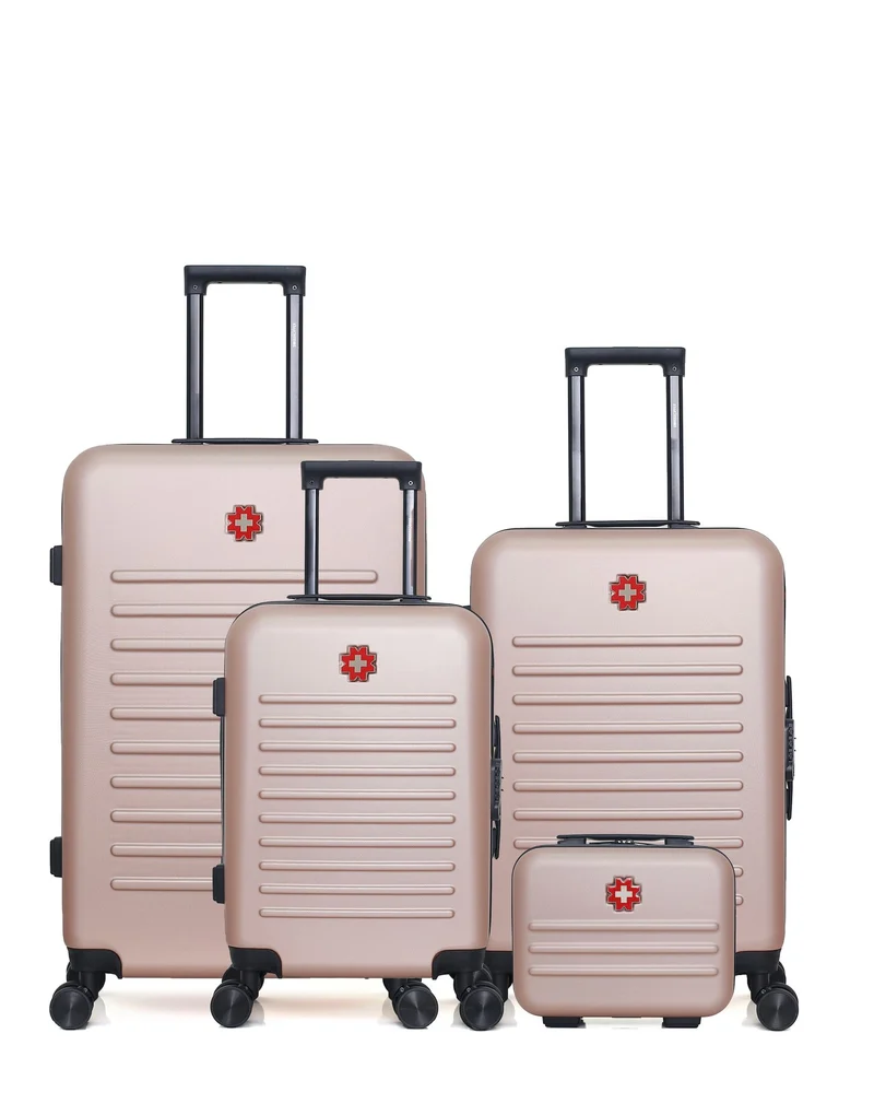 SWISS KOPPER – 4er-Pack – Großer Koffer, mittelgroßer Koffer, Handgepäck und Kosmetikkoffer WIL