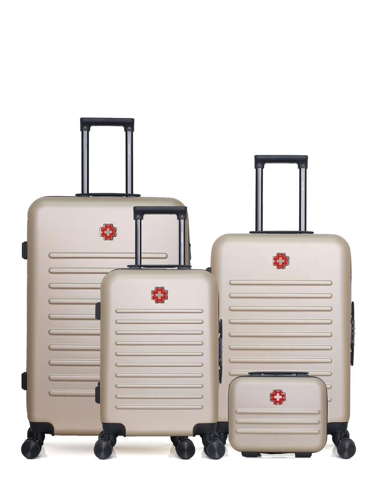 SWISS KOPPER – 4er-Pack – Großer Koffer, mittelgroßer Koffer, Handgepäck und Kosmetikkoffer WIL