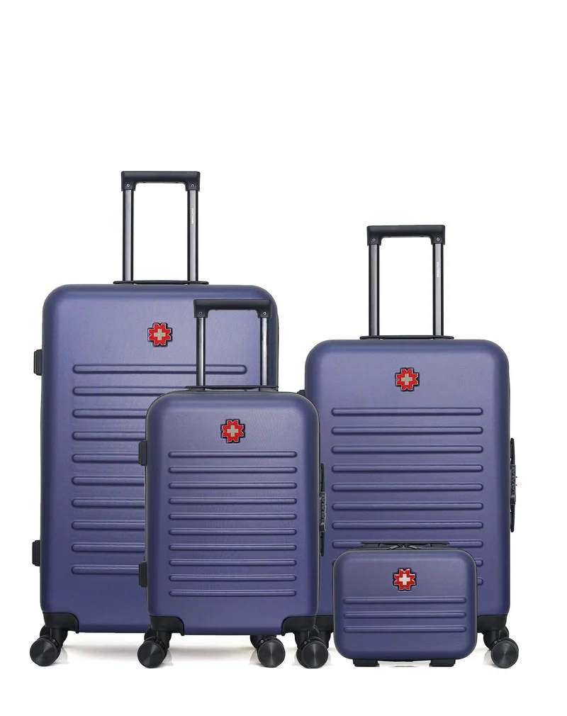 SWISS KOPPER – 4er-Pack – Großer Koffer, mittelgroßer Koffer, Handgepäck und Kosmetikkoffer WIL