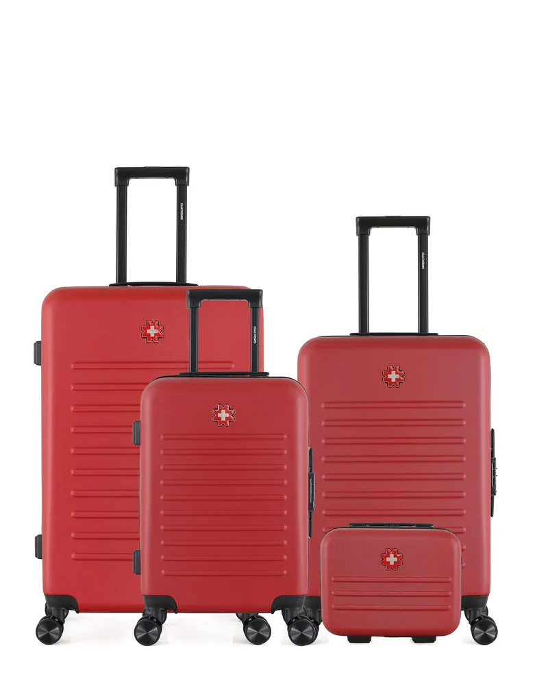 SWISS KOPPER – 4er-Pack – Großer Koffer, mittelgroßer Koffer, Handgepäck und Kosmetikkoffer WIL