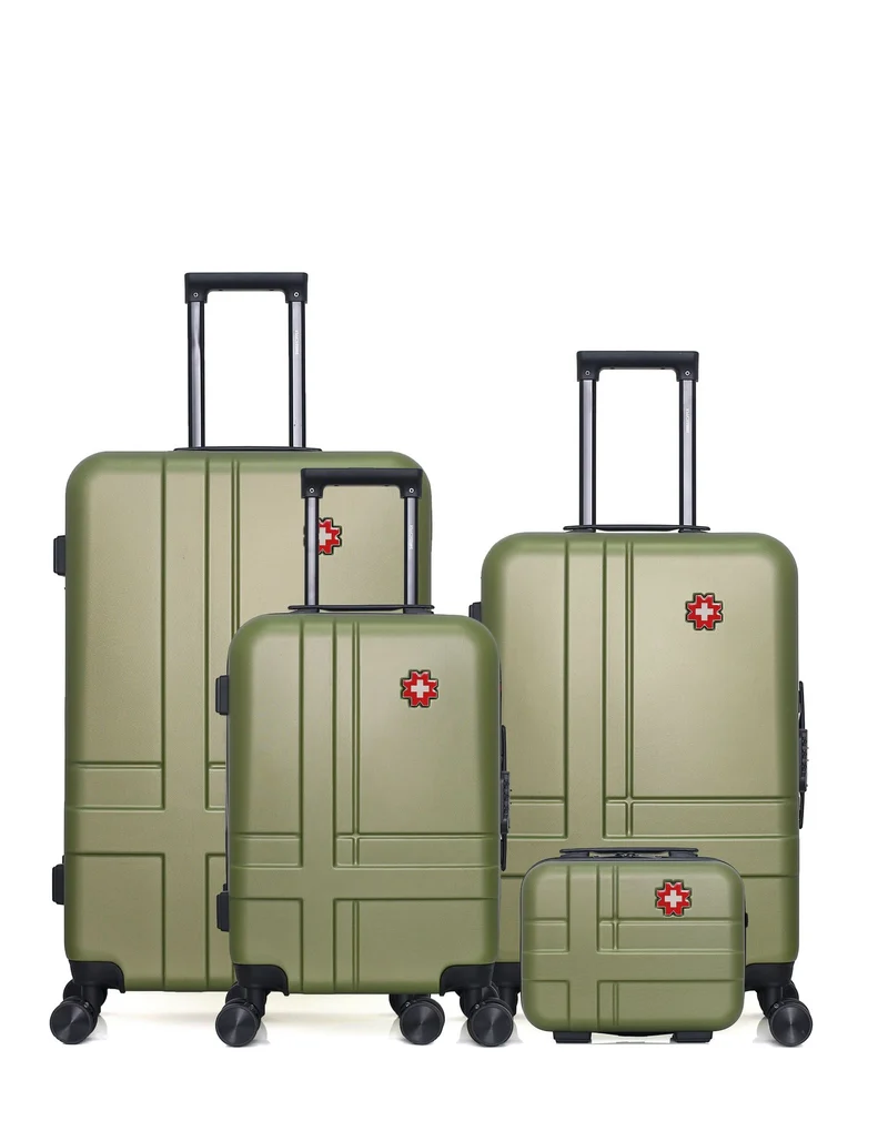 SWISS KOPPER – 4er-Pack – Großer Koffer, mittelgroßer Koffer, Handgepäck und Kosmetikkoffer USTER