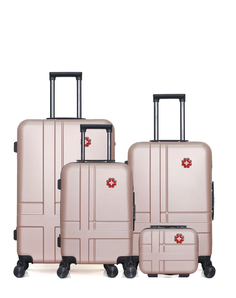 SWISS KOPPER – 4er-Pack – Großer Koffer, mittelgroßer Koffer, Handgepäck und Kosmetikkoffer USTER