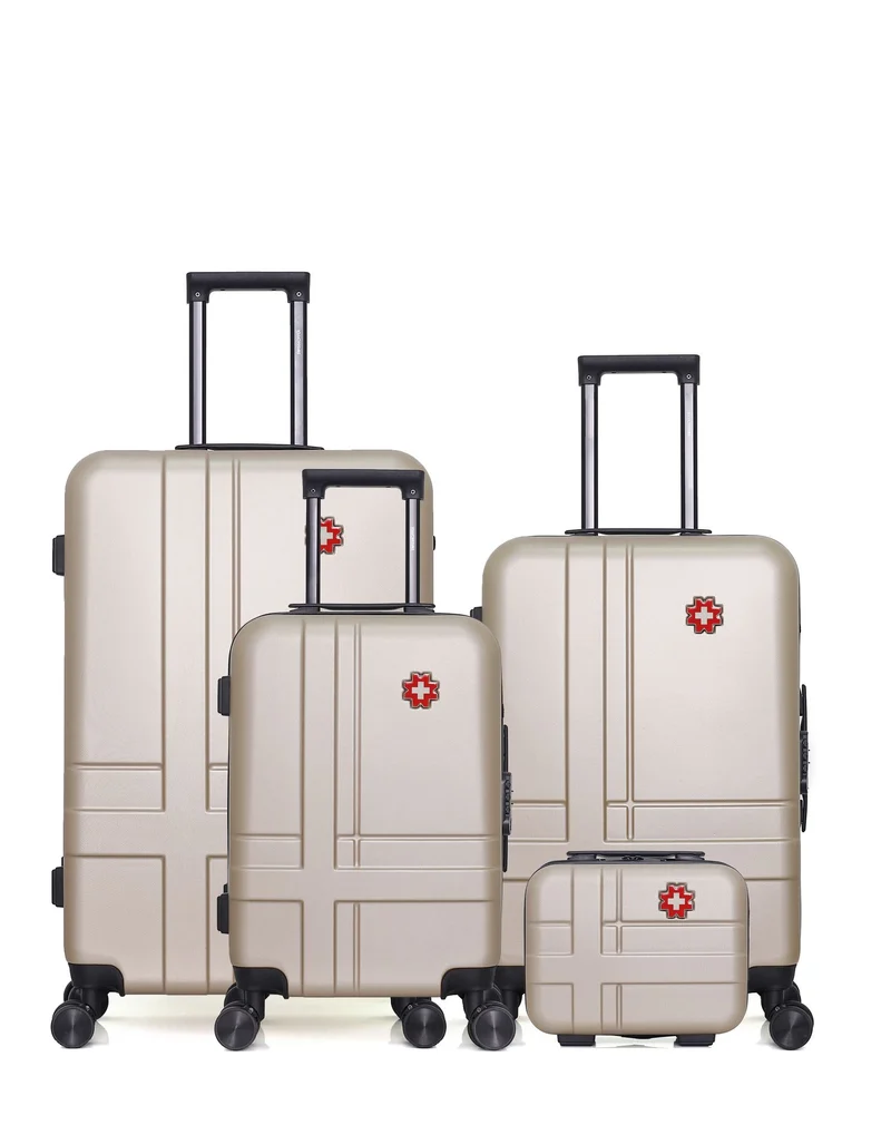 SWISS KOPPER – 4er-Pack – Großer Koffer, mittelgroßer Koffer, Handgepäck und Kosmetikkoffer USTER
