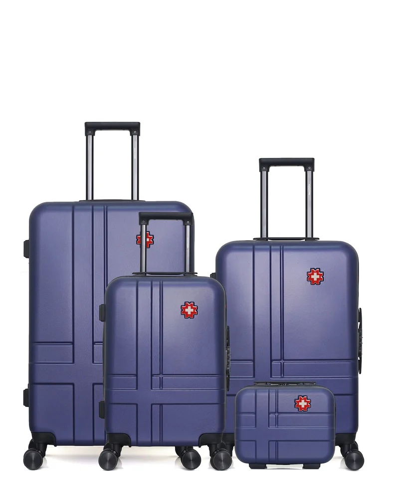 SWISS KOPPER – 4er-Pack – Großer Koffer, mittelgroßer Koffer, Handgepäck und Kosmetikkoffer USTER