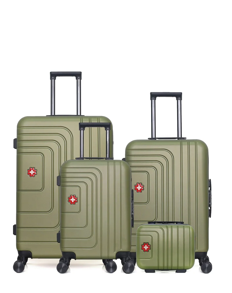 SWISS KOPPER – 4er-Pack – Großer Koffer, mittelgroßer Koffer, Handgepäck und Kosmetikkoffer RUTI