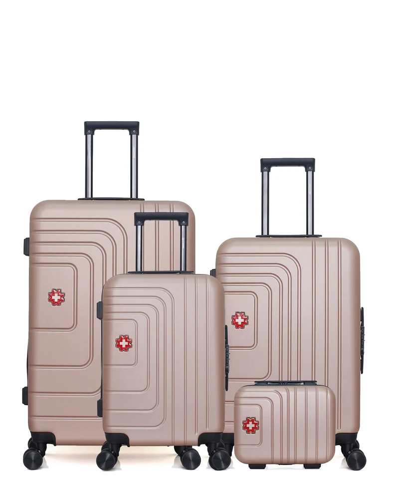 SWISS KOPPER – 4er-Pack – Großer Koffer, mittelgroßer Koffer, Handgepäck und Kosmetikkoffer RUTI
