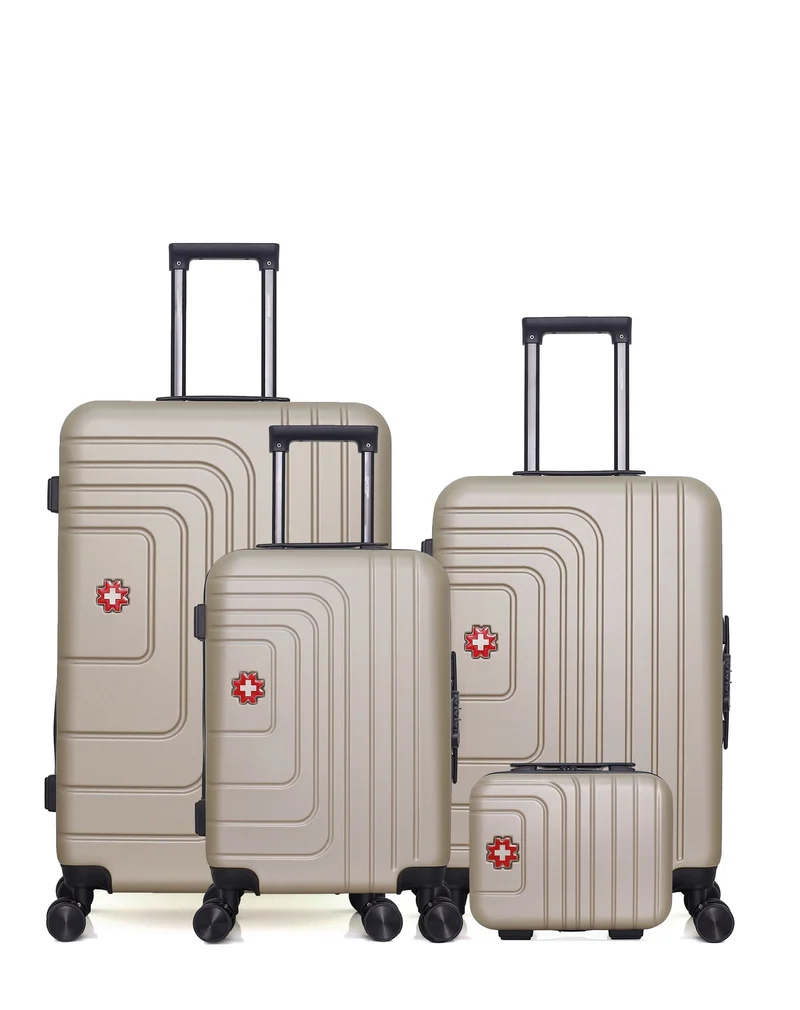 SWISS KOPPER – 4er-Pack – Großer Koffer, mittelgroßer Koffer, Handgepäck und Kosmetikkoffer RUTI