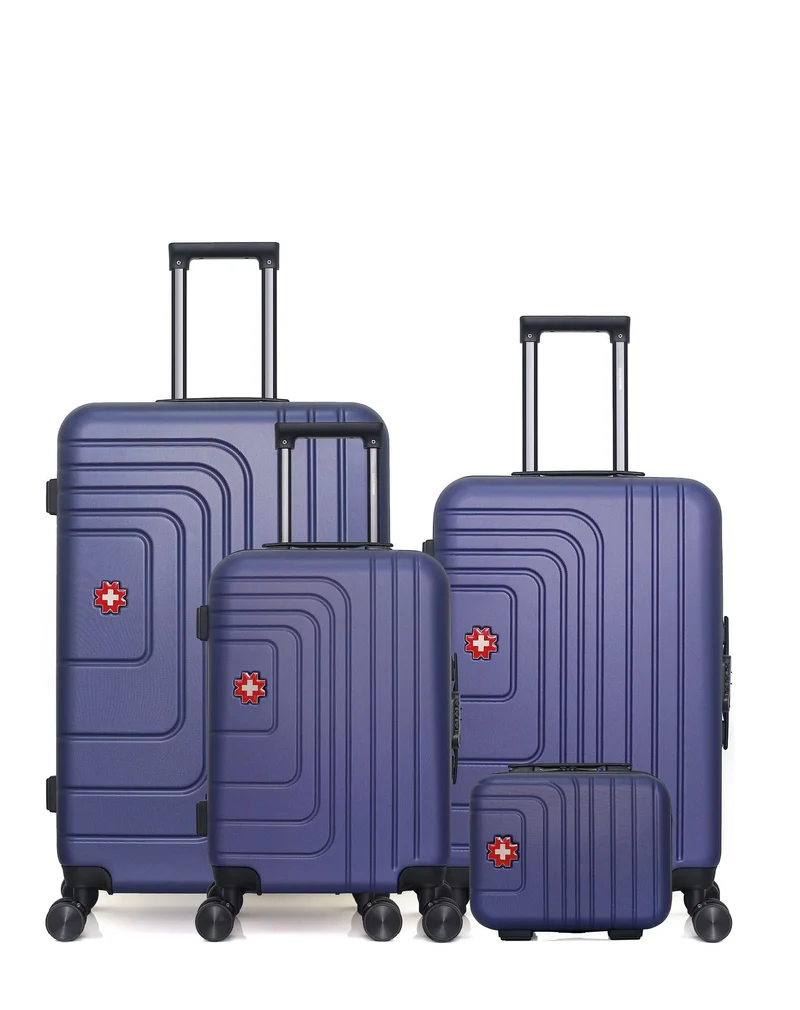 SWISS KOPPER – 4er-Pack – Großer Koffer, mittelgroßer Koffer, Handgepäck und Kosmetikkoffer RUTI