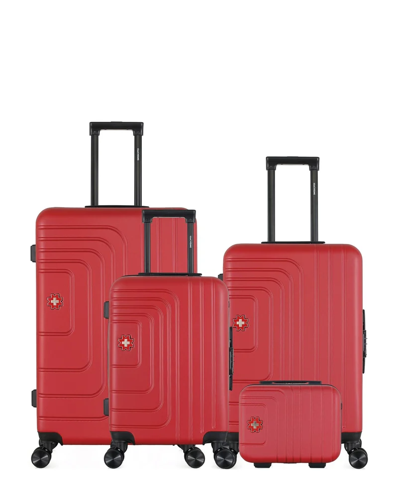 SWISS KOPPER – 4er-Pack – Großer Koffer, mittelgroßer Koffer, Handgepäck und Kosmetikkoffer RUTI