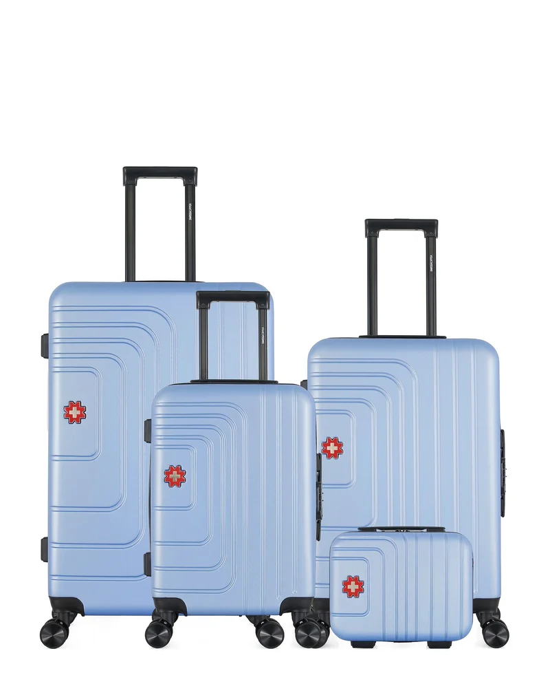 SWISS KOPPER – 4er-Pack – Großer Koffer, mittelgroßer Koffer, Handgepäck und Kosmetikkoffer RUTI