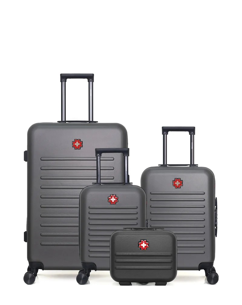 SWISS KOPPER – 4er-Pack – Großer Koffer, Handgepäck, Handgepäck XXS und Kosmetikkoffer WIL