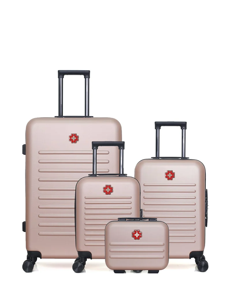 SWISS KOPPER – 4er-Pack – Großer Koffer, Handgepäck, Handgepäck XXS und Kosmetikkoffer WIL