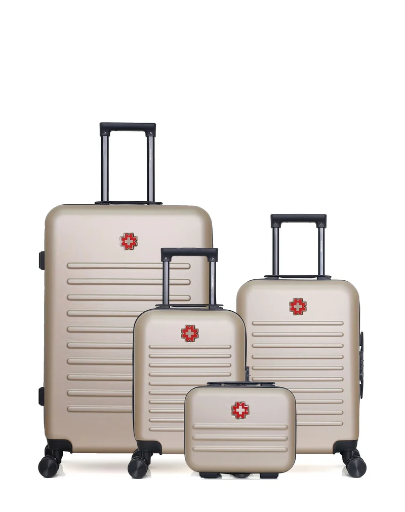 SWISS KOPPER – 4er-Pack – Großer Koffer, Handgepäck, Handgepäck XXS und Kosmetikkoffer WIL