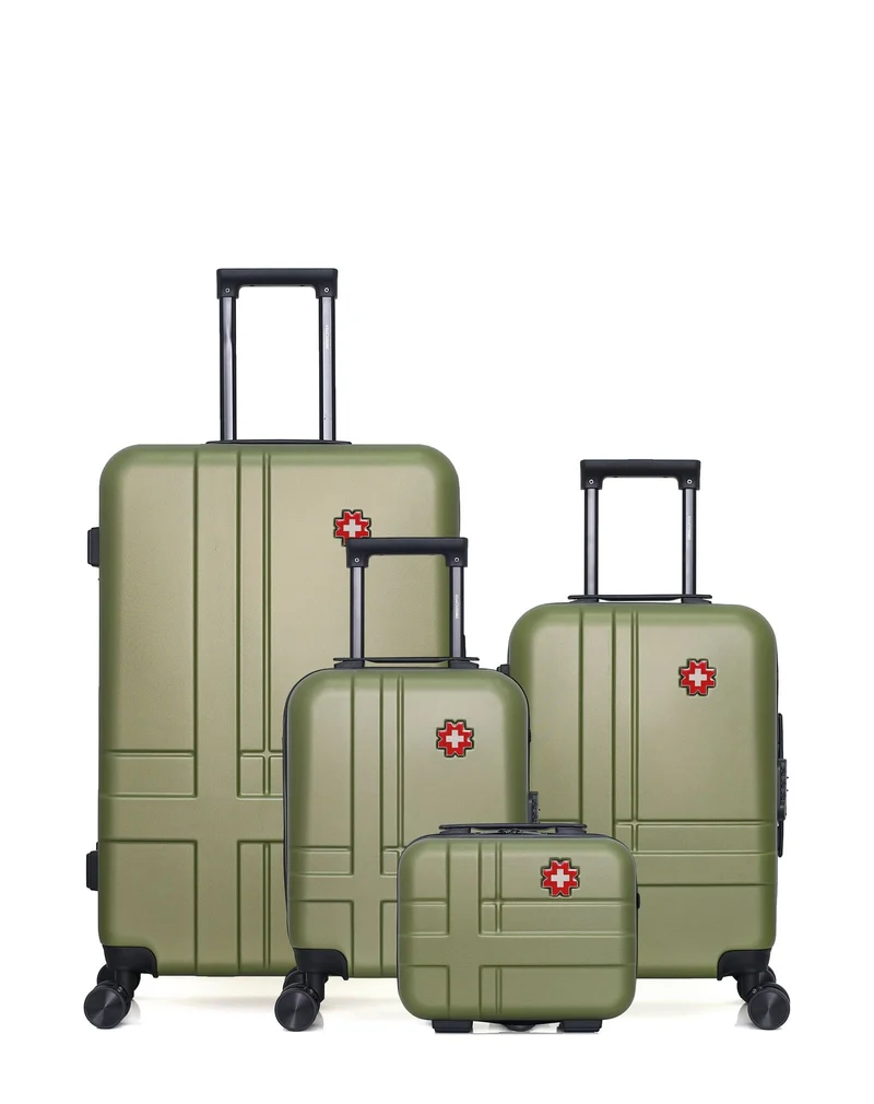 SWISS KOPPER – 4er-Pack – Großer Koffer, Handgepäck, Handgepäck XXS und Kosmetikkoffer USTER