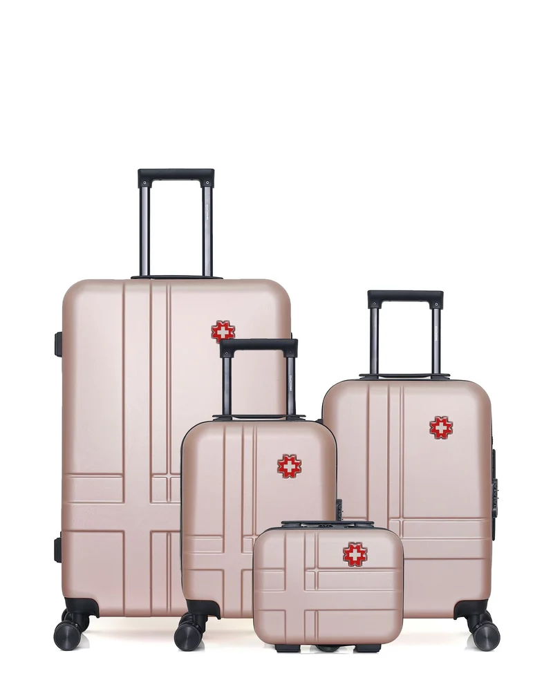 SWISS KOPPER – 4er-Pack – Großer Koffer, Handgepäck, Handgepäck XXS und Kosmetikkoffer USTER