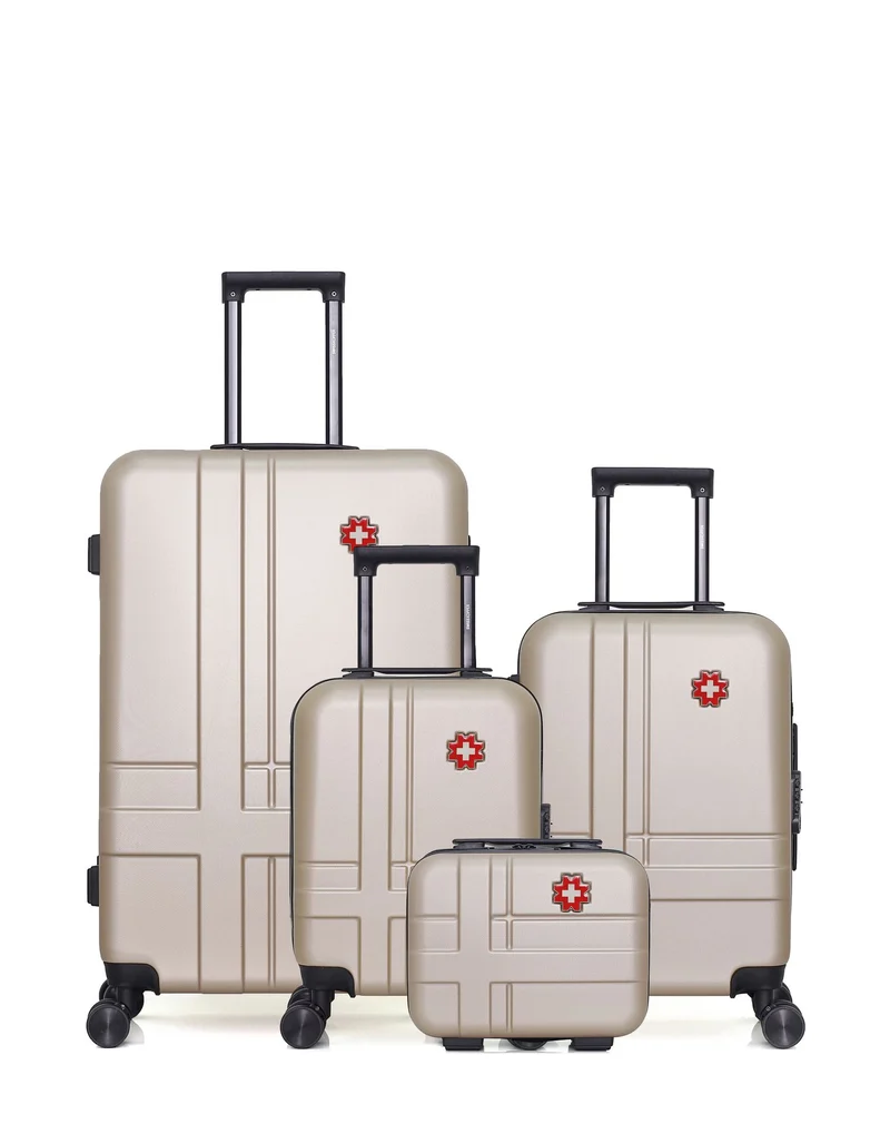 SWISS KOPPER – 4er-Pack – Großer Koffer, Handgepäck, Handgepäck XXS und Kosmetikkoffer USTER