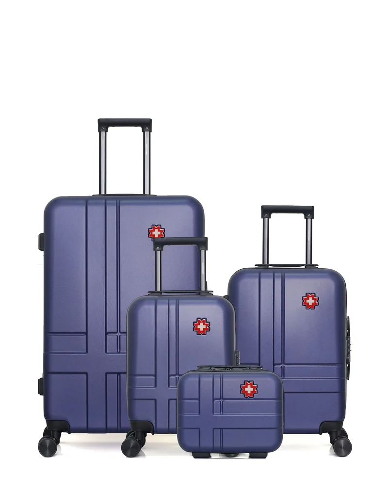 SWISS KOPPER – 4er-Pack – Großer Koffer, Handgepäck, Handgepäck XXS und Kosmetikkoffer USTER