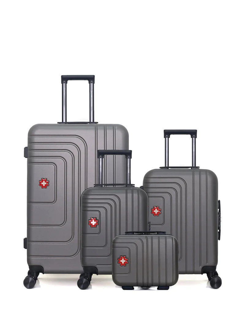 SWISS KOPPER – 4er-Pack – Großer Koffer, Handgepäck, Handgepäck XXS und Kosmetikkoffer RUTI