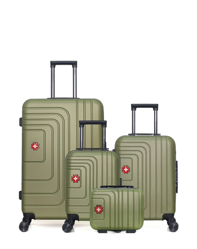 SWISS KOPPER – 4er-Pack – Großer Koffer, Handgepäck, Handgepäck XXS und Kosmetikkoffer RUTI