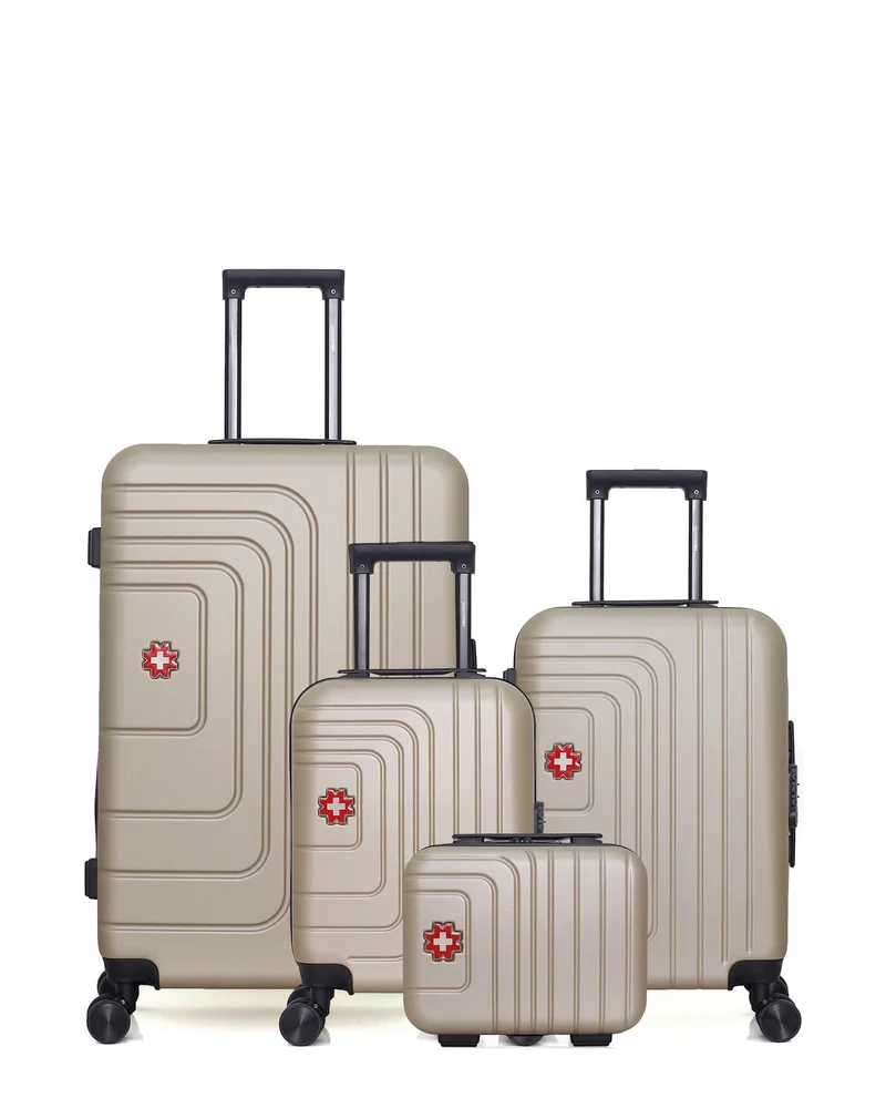 SWISS KOPPER – 4er-Pack – Großer Koffer, Handgepäck, Handgepäck XXS und Kosmetikkoffer RUTI