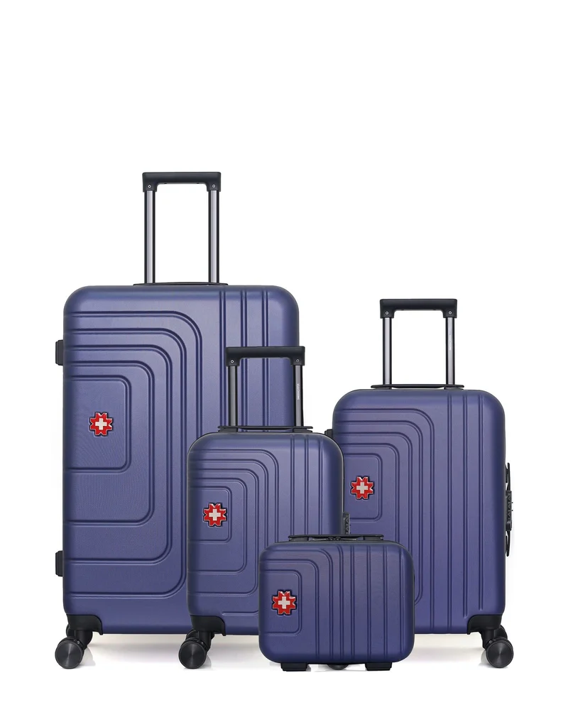 SWISS KOPPER – 4er-Pack – Großer Koffer, Handgepäck, Handgepäck XXS und Kosmetikkoffer RUTI